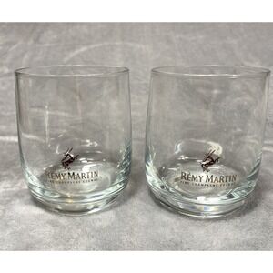 2‎ REMY MARTIN Fine Champagne Glasses Cognac Rounded Gold Lettering Man Cave Set